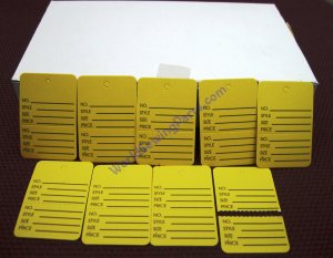 1000 PCS. 1-1/4" W X 1-7/8 H Yellow Perferated Garment Price Tag