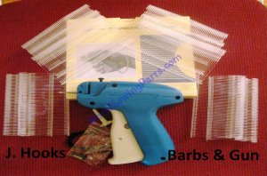 500 Pcs 1.5" J Hook Fasteners Standard Tag Barbs,Tag Gun & 1 Nee