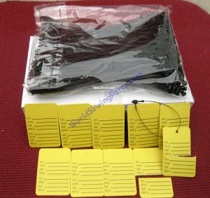 1000 Yellow Merchandise Perforated Price Tags,1000 5" Black Lock
