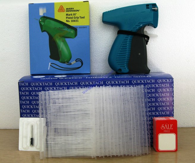 10651 AVERY DENNISON Tag Gun,5K 3" Clear Barbs,100 Sale PriceTag - Click Image to Close