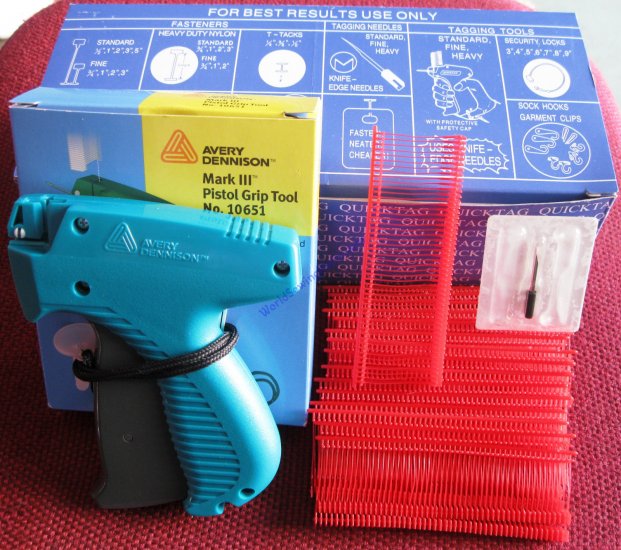 Avery Fine Fabric Tag Gun Plus 5000 1" Clear Barbs # 10312 - Click Image to Close