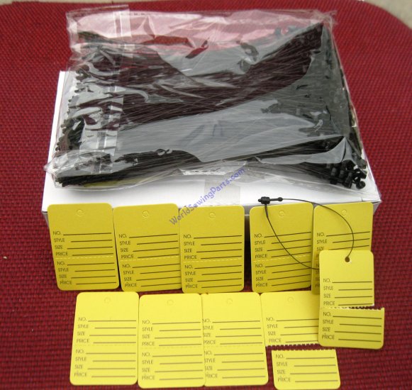 1000 Yellow Merchandise Perforated Price Tags,1000 5" Black Lock - Click Image to Close