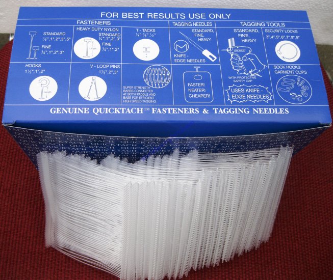 5000 3" INCH REGULAR CLEAR PRICE TAG TAGGING BARBS FASTENERS - Click Image to Close