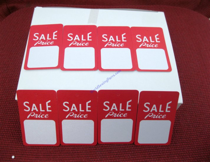 1000 1.75" X 2.75" Extra Large Red & White Sale Price Tags - Click Image to Close