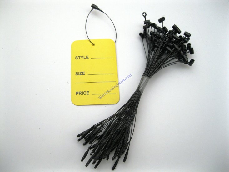 100 Yellow Extra Large Price Tags 1.75" X 2.75",100 Black Loop - Click Image to Close