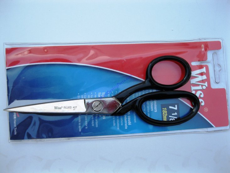 WISS W427 NEW 7" BENT HANDLE SCISSOR INDUSTRIAL SHEARS - Click Image to Close