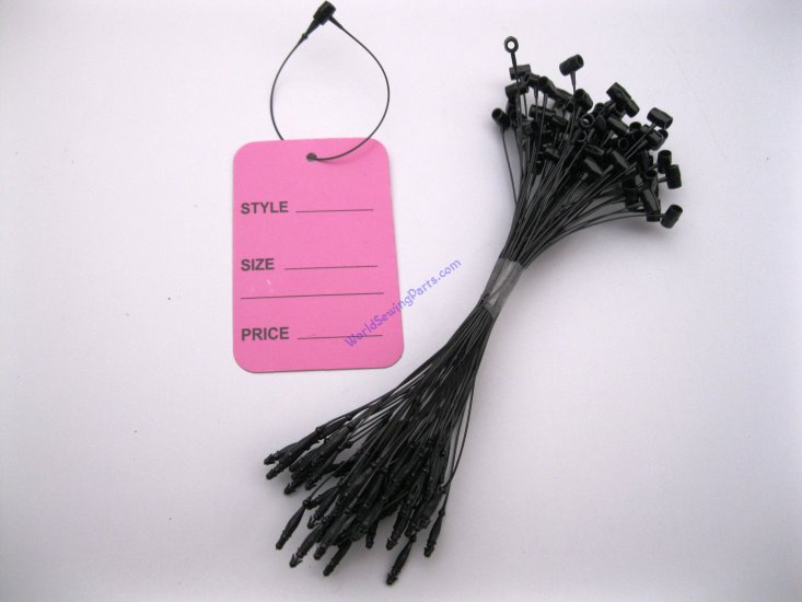 100 Lavender Extra Large Price Tags 1.75" X 2.75",100 Black Loop - Click Image to Close