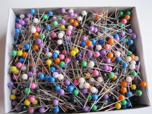 1000 1 1/2" Colored Plastic Pearl Head Dress Maker Pins
