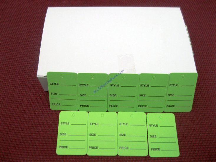 1000 PCS. 1.25" x 1.875" Green Garment Price Hanging Lables Tags - Click Image to Close