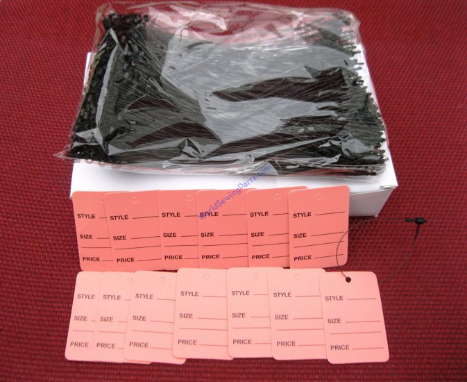 1000 Pink Merchandise lable Price Tags, 1000 5" Black Loop Locks - Click Image to Close