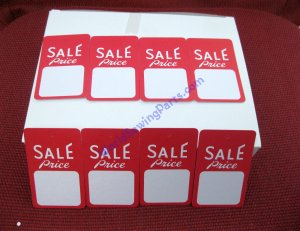 1000 1.75" X 2.75" Extra Large Red & White Sale Price Tags