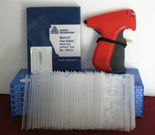 Avery Dennison Fine Tag Gun + 5000 3" Clear Barbs 10312 - Click Image to Close