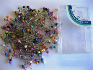 200 1 1/2" Coloured Plastic Pearl Head Dress Maker Pins