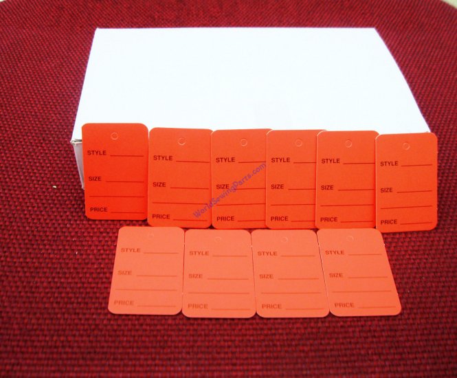 1000 PCS. 1.25" x 1.875" RED Garment Price Hanging Lables Tags - Click Image to Close
