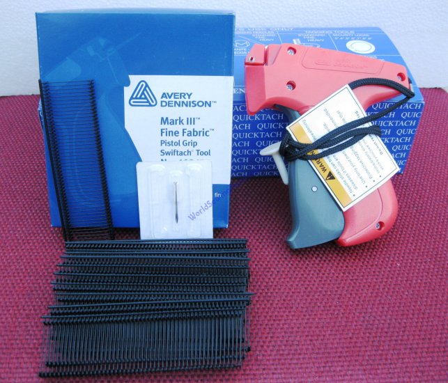 10312 Avery Dennison Fine Fabric Price Tag Gun, 5K 1" Black Barb - Click Image to Close