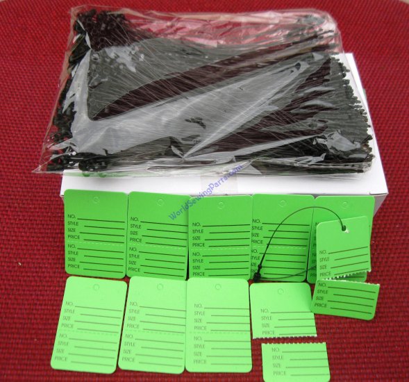 1000 Green Merchandise Perforated Price Tags,1000 5" Black Loops - Click Image to Close