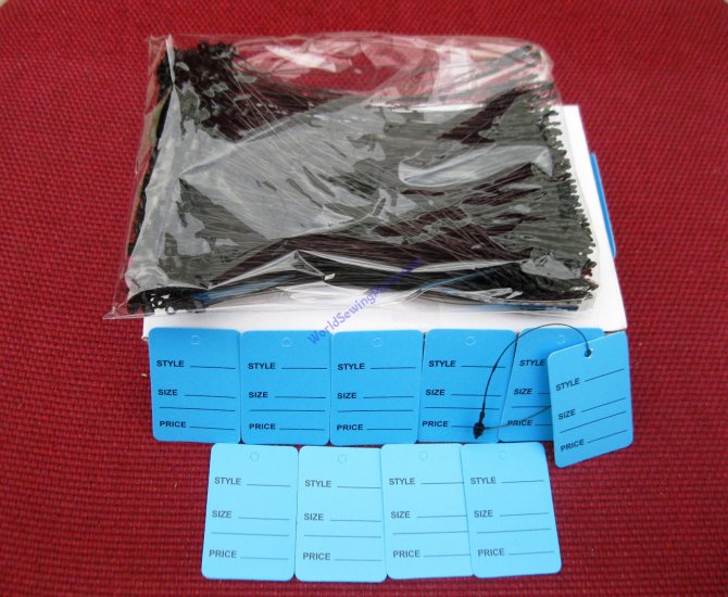 1000 Blue Merchandise lable Price Tags, 1000 5" Black Loop Locks - Click Image to Close