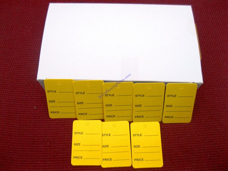 1000 PCS. 1.25" X 1.875" Yellow Garment Price Hanging Lables Tag - Click Image to Close