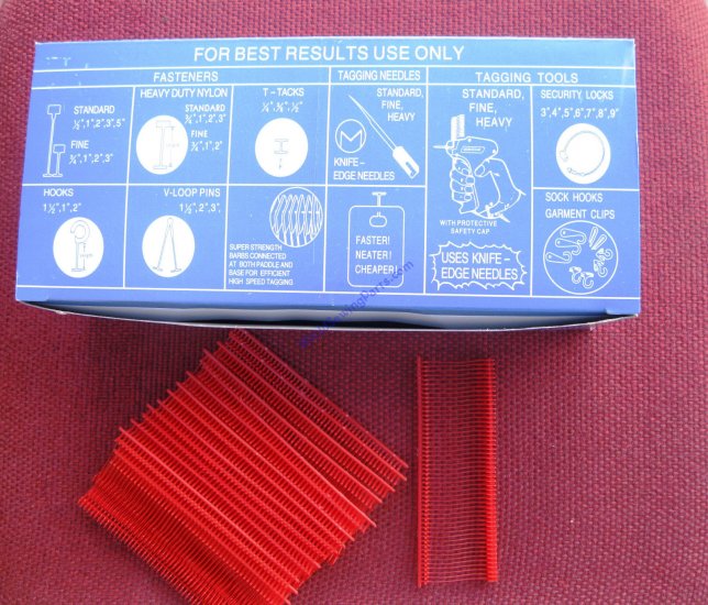 5000 1" INCH REGULAR RED PRICE TAG TAGGING BARBS FASTENERS - Click Image to Close